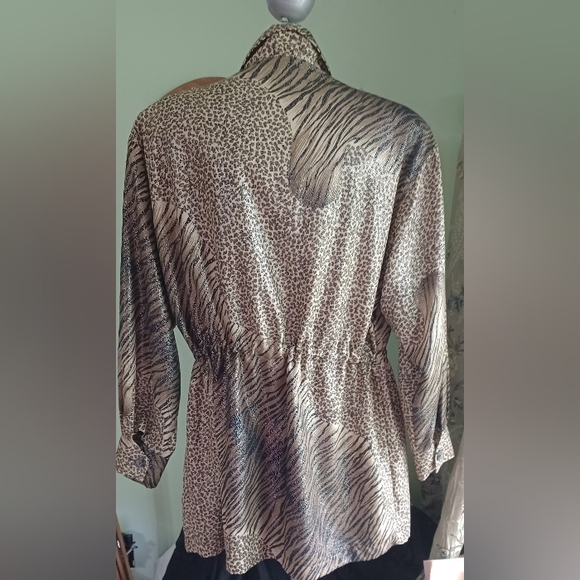 VINTAGE 60'S LEOPARD PRINT FULLY LINED  ADJUST JACKET/TOP 1 Size Jackets Galore - Picture 4 of 6